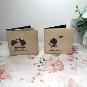 Vintage 1980 Iminac Inc Mini Photo Albums Set of 2 Tan Suede Vinyl Brag Books